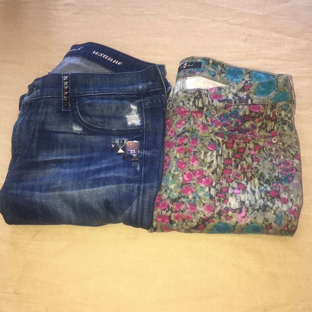 2 Pairs of 7 Jeans Sz 29. Super trendy and fun!